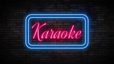 Karaoke Neon ışık tuğla duvar