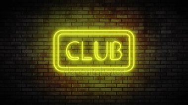 Club Neon ışık tuğla duvar