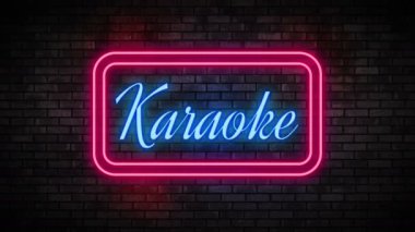 Karaoke Neon ışık tuğla duvar
