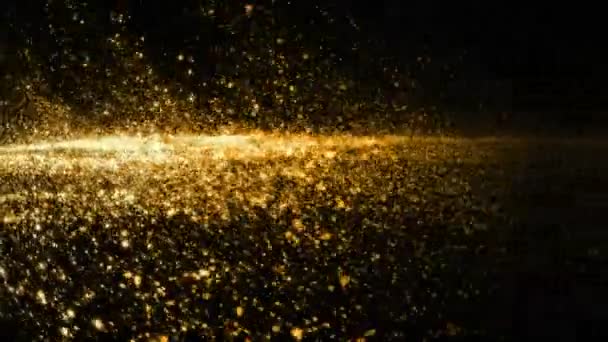 Gold Sky. Abstrait poussières d'étoiles particules d'ondes fumées — Video