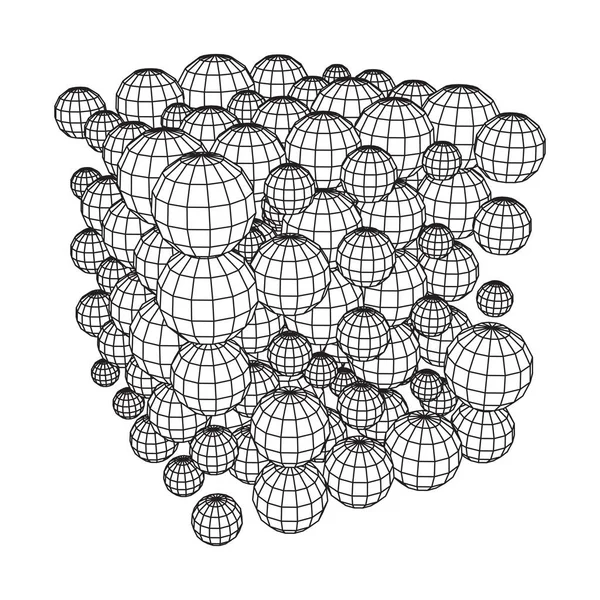 Cubo de malla de esfera de alambre . — Vector de stock