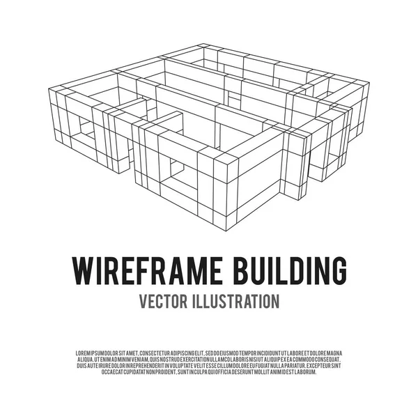Bâtiment d'architecture Wireframe . — Image vectorielle