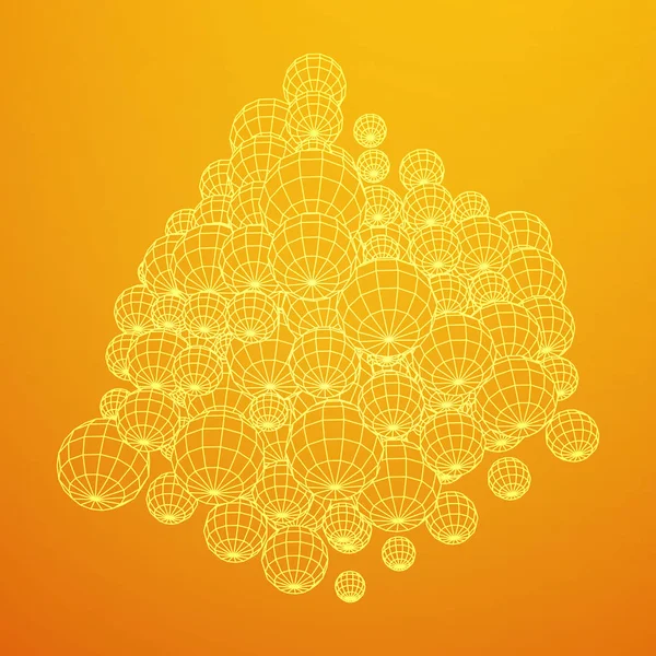 Cubo de malla de esfera de alambre . — Archivo Imágenes Vectoriales