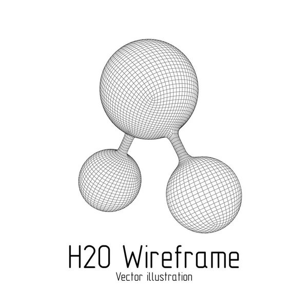 Молекула Wireframe Mesh H2O — стоковый вектор