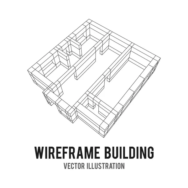 Bâtiment d'architecture Wireframe . — Image vectorielle