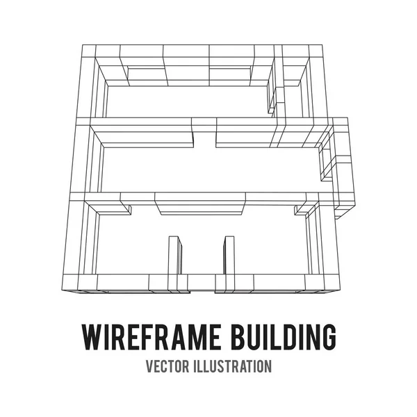 Bâtiment d'architecture Wireframe . — Image vectorielle