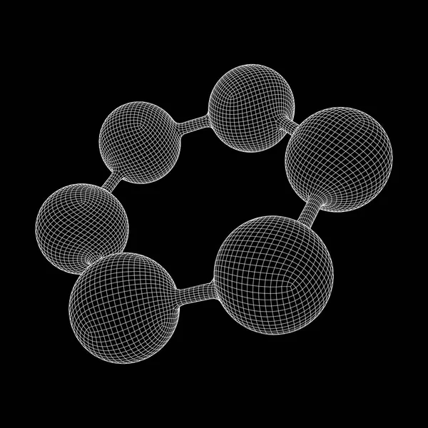 Molécule hexagonale en treillis métallique — Image vectorielle