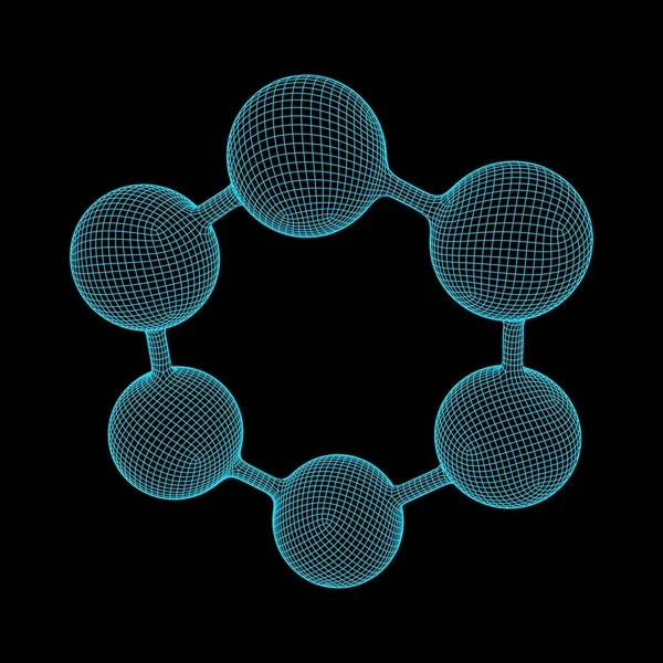 Molécule hexagonale en treillis métallique — Image vectorielle