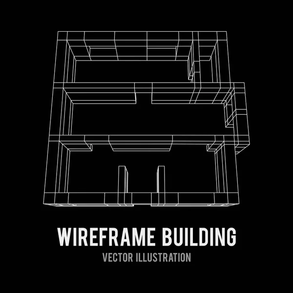 Bâtiment d'architecture Wireframe . — Image vectorielle