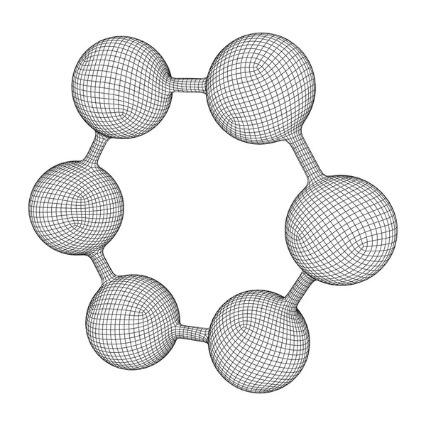 Molecola esagonale a maglie wireframe — Vettoriale Stock