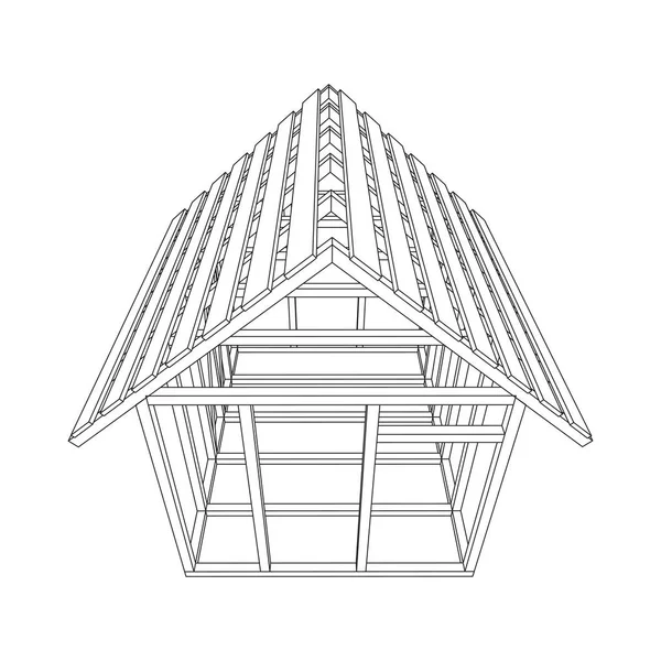 Drátový model rámců dům — Stockový vektor
