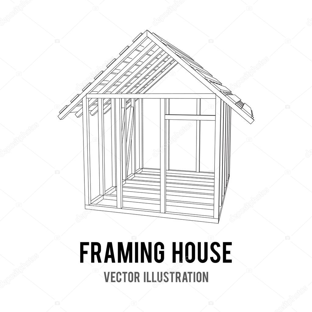 Wireframe framing house