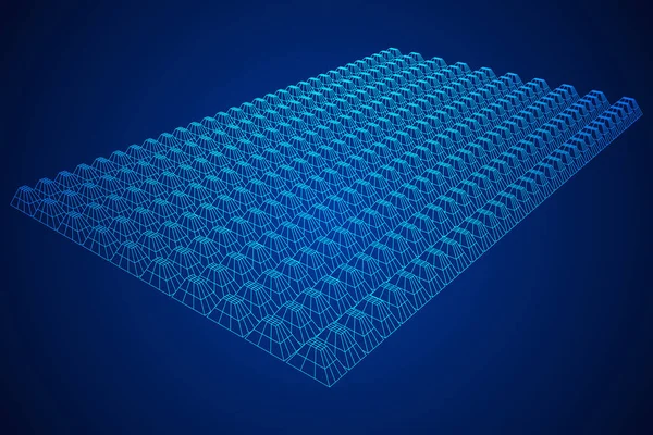 Wireframe-Modell der Schallschutzabdeckung — Stockvektor