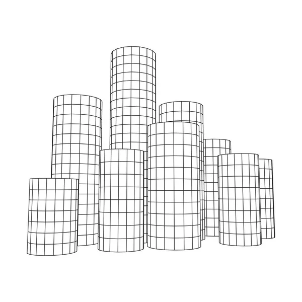 Mesh Cilindro City Array — Vettoriale Stock