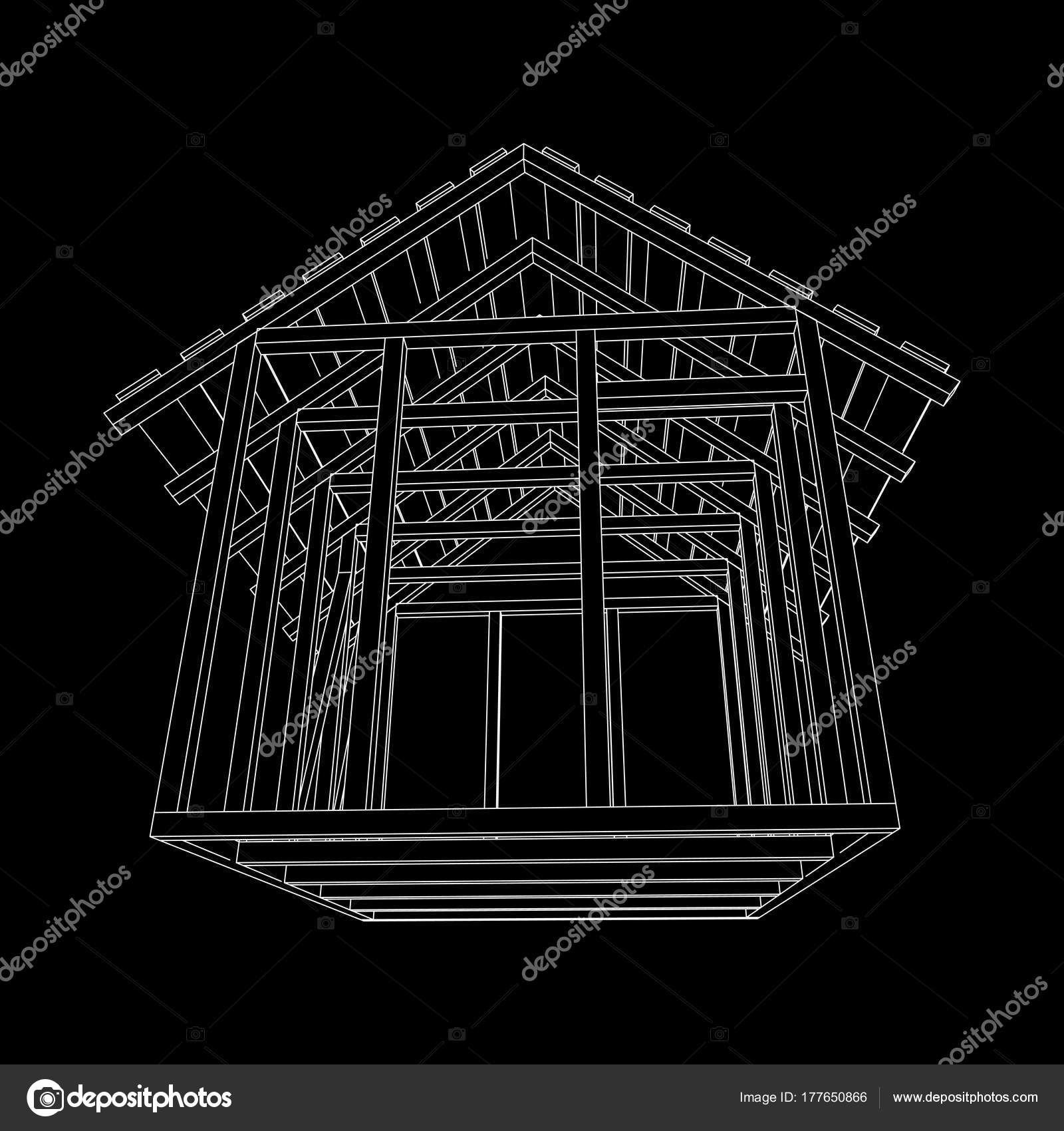 Wireframe framing house Stock Vector Image by ©newb1 #177650866