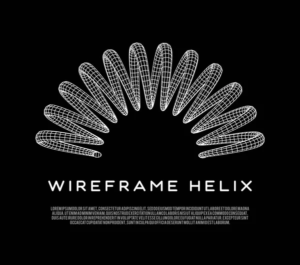 Mola helicoidal wireframe —  Vetores de Stock