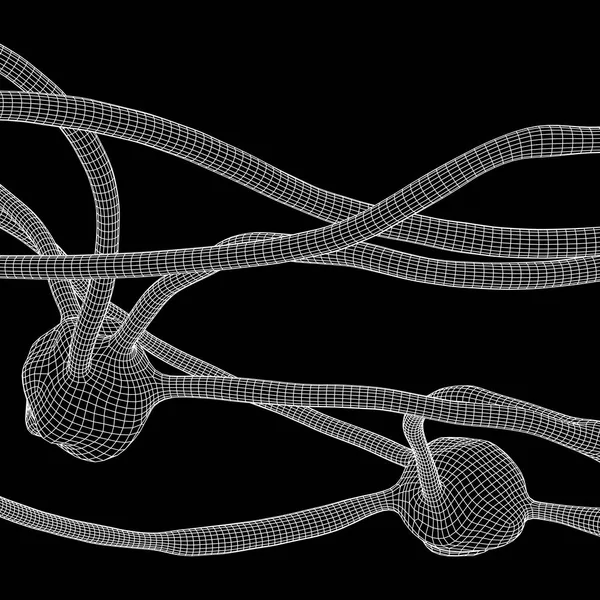 Modelo de malha de wireframe do sistema de neurônios —  Vetores de Stock