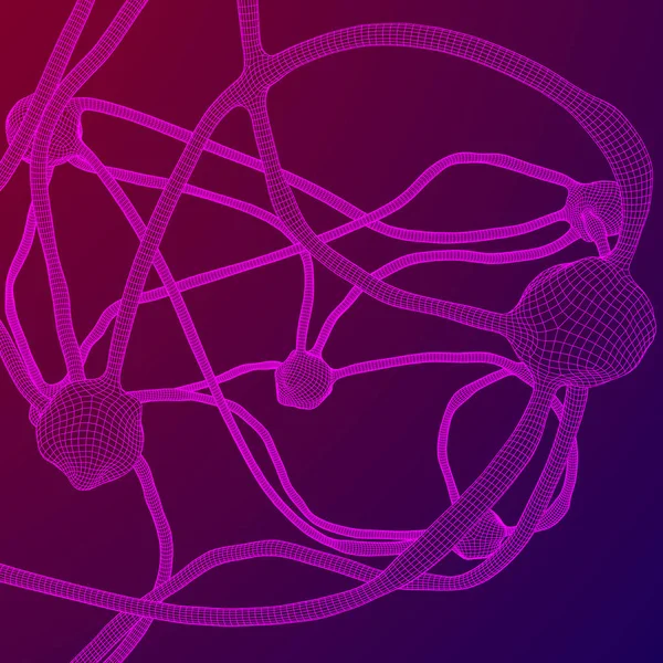 Модель нейронной системы wireframe mesh — стоковый вектор