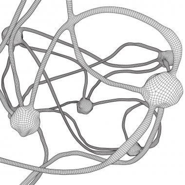 Neuron system wireframe mesh model clipart