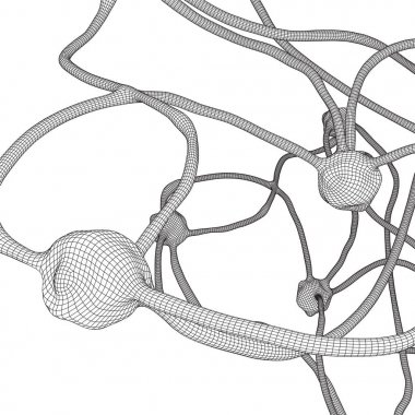 Neuron system wireframe mesh model clipart