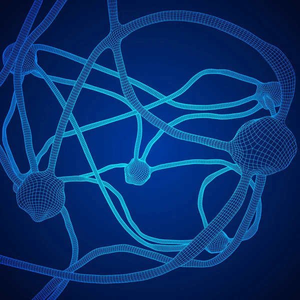 Modèle de treillis métallique de système de neurone — Image vectorielle