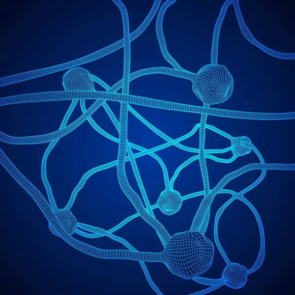 Модель нейронной системы wireframe mesh — стоковый вектор
