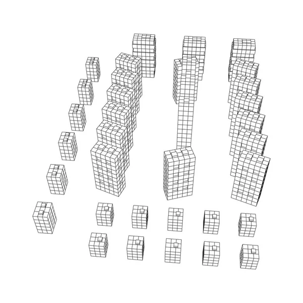 Matrice di mesh cubi città — Vettoriale Stock