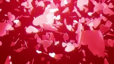 Sevgiliye arka plan düşen 3d yürekleri