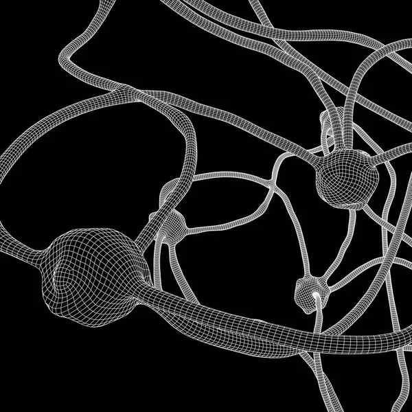 Neuron system wireframe mesh model — Stock Vector