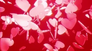 Sevgiliye arka plan düşen 3d yürekleri