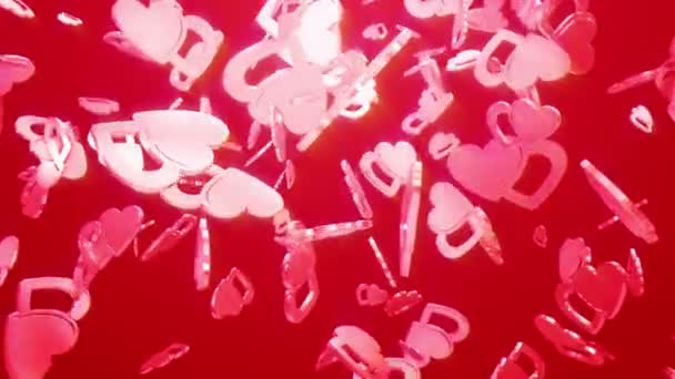 Día de San Valentín fondo con la caída de corazones 3d — Vídeos de Stock