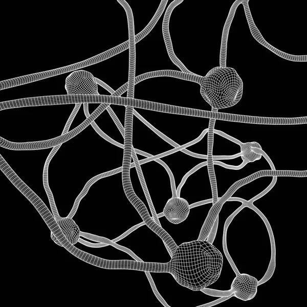 Neuron system wireframe mesh model — Stock Vector