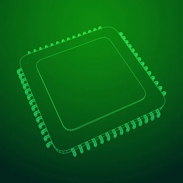 Wireframe CPU vettoriale — Vettoriale Stock