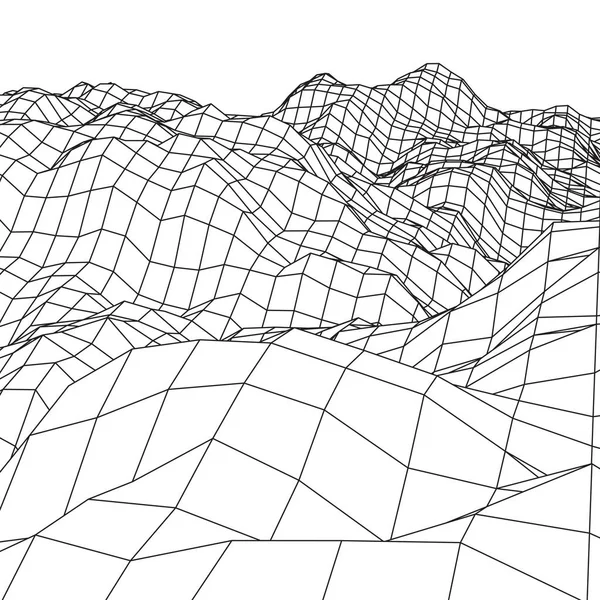 Fondo del terreno Wireframe . — Archivo Imágenes Vectoriales