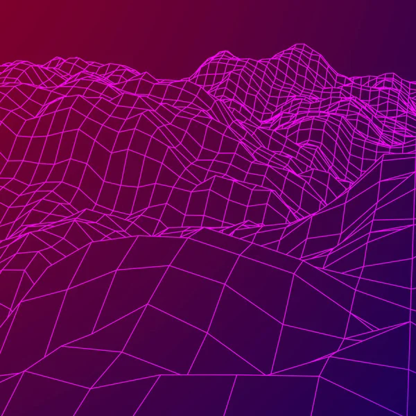 Fond de terrain Wireframe . — Image vectorielle