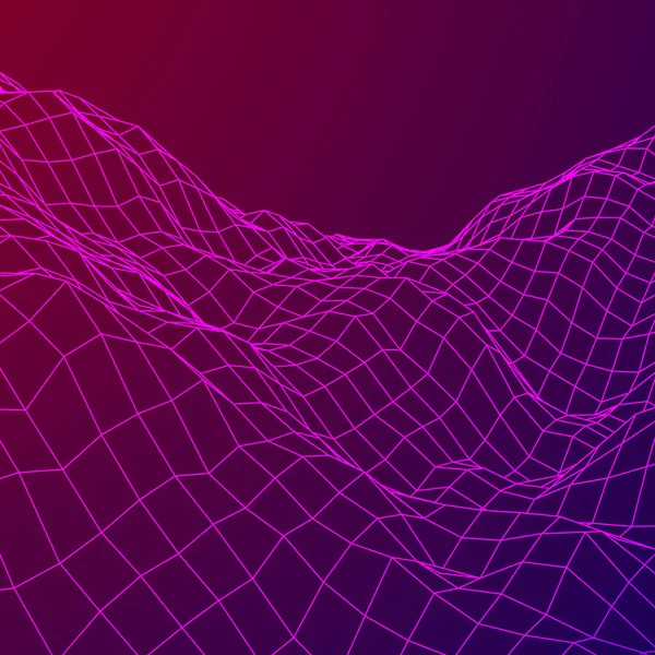 Fond de terrain Wireframe . — Image vectorielle