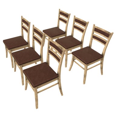 Sandalye arkalık ile 3d