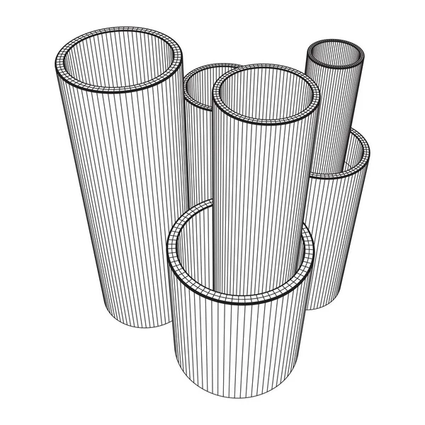 Wireframe metallurgie ronde buizen — Stockvector