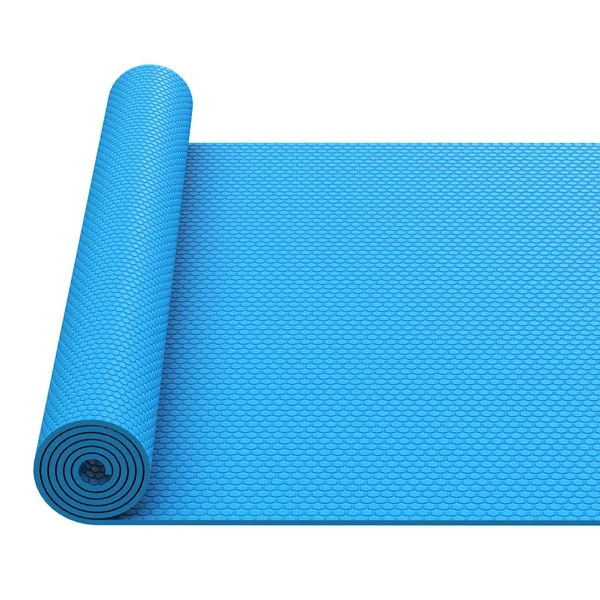 Blue félig hengerelt jóga pilates mat — Stock Fotó