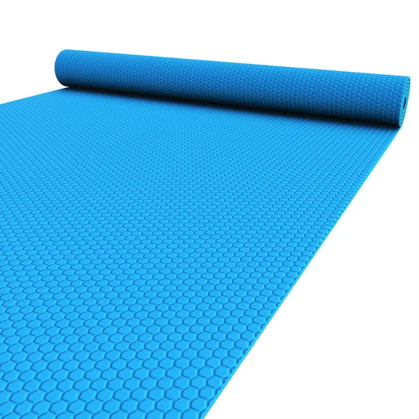 Blue félig hengerelt jóga pilates mat — Stock Fotó