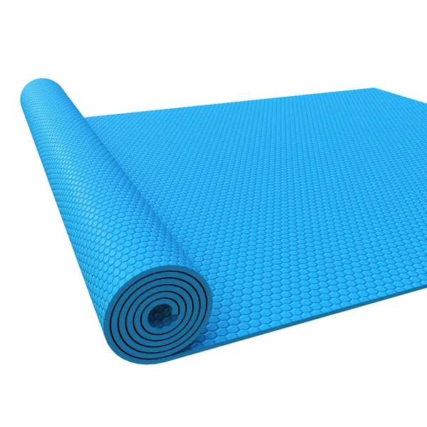 Blue félig hengerelt jóga pilates mat — Stock Fotó