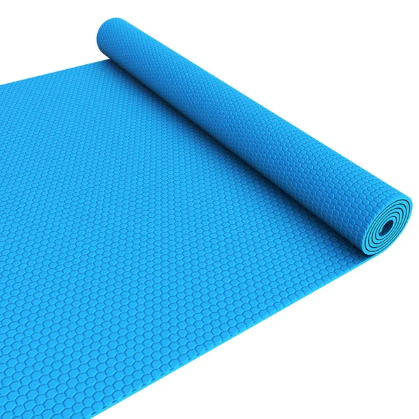 Blue félig hengerelt jóga pilates mat — Stock Fotó