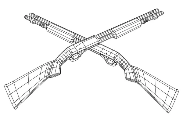 Carabina de caza de rifle de escopeta — Vector de stock