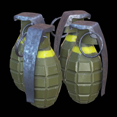 siyah arka plan üzerine el bombası