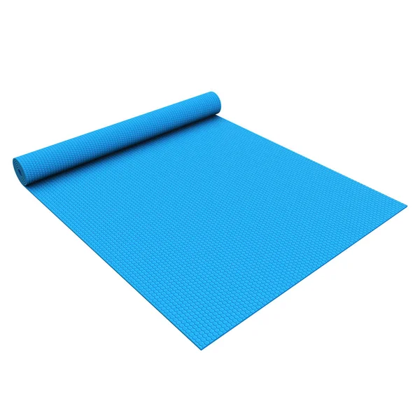 Blue félig hengerelt jóga pilates mat — Stock Fotó