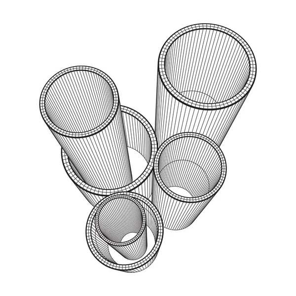 Tubos redondos de metalurgia Wireframe — Vector de stock