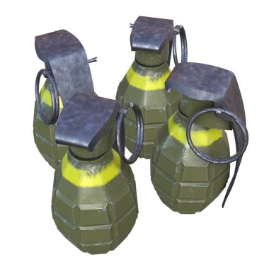 Beyaz arka plan ile el bombaları