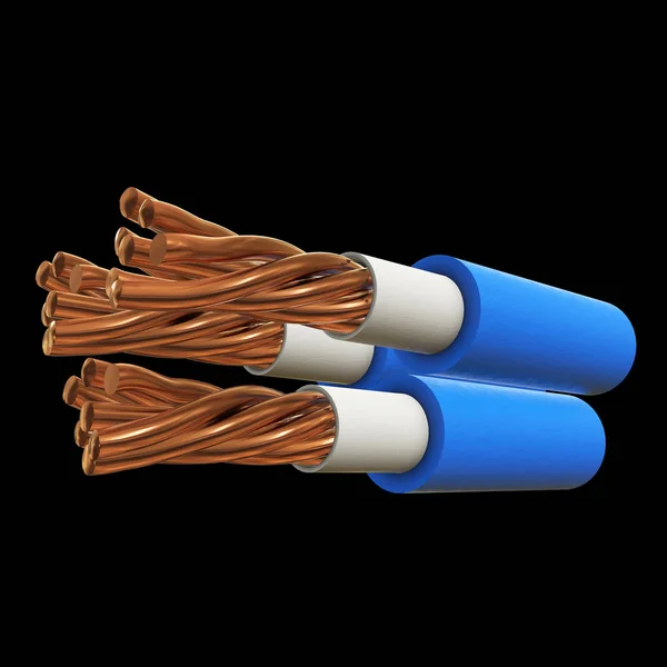 Copper electrical cable 3d — Stock Photo, Image