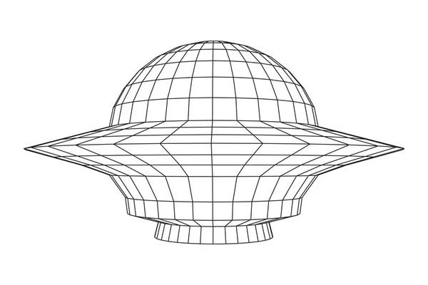 Wireframe da nave espacial UFO — Vetor de Stock