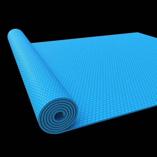 Blue félig hengerelt jóga pilates mat — Stock Fotó